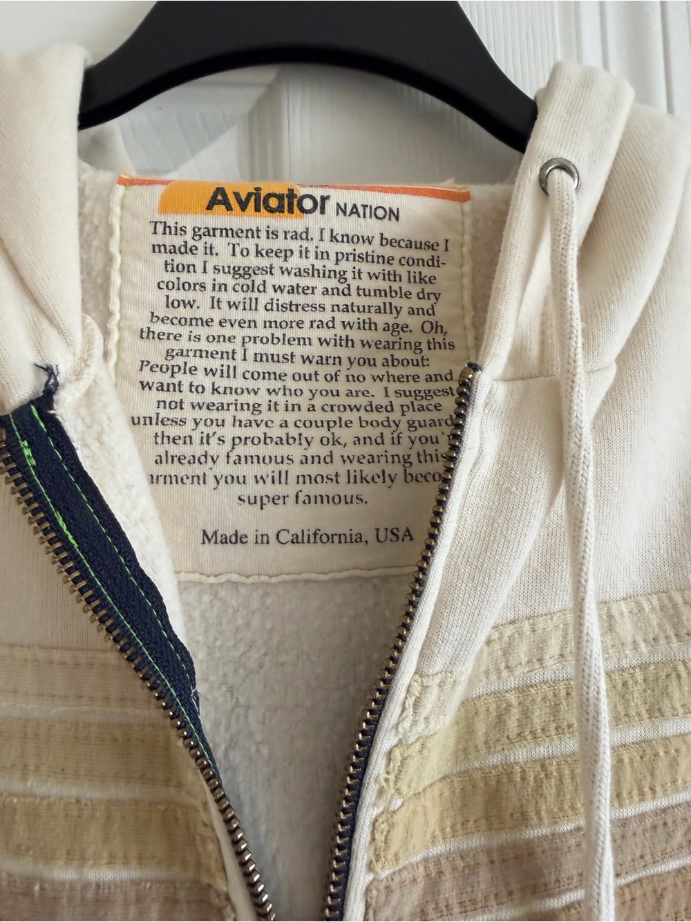 Aviator Nation Cream Stripe Hoodie And Jogger Set - Picture 5 of 10